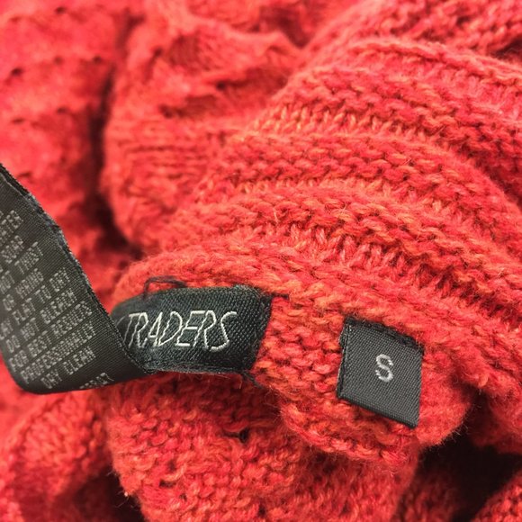 NOMADIC TRADERS Sweater Size S Womans Red Ramie Open Knit Turtleneck Pullover - Picture 6 of 15